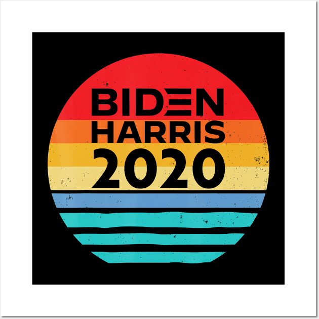 Biden Harris Shirt Women Men Retro Vintage 2020 Democrat T-Shirt Wall Art by Danielss